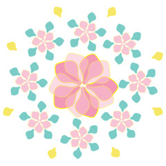  pink flower pattern with five petals on white background