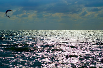 kitesurfing extreme vacation on the paradise sea coast