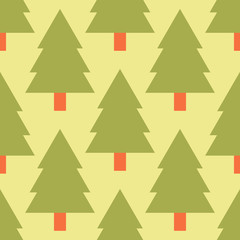 Spruce forest seamless pattern. Summer background. Vector illustration.