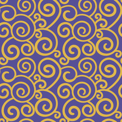 Abstract hand drawn doodle thin line wavy seamless pattern. Curly linear messy background. Vector illustration. 