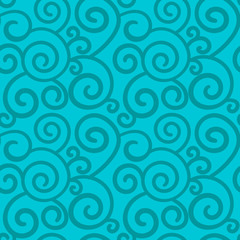 Abstract hand drawn doodle thin line wavy seamless pattern. Curly linear messy background. Vector illustration. 