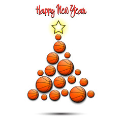 Christmas tree from basketball balls