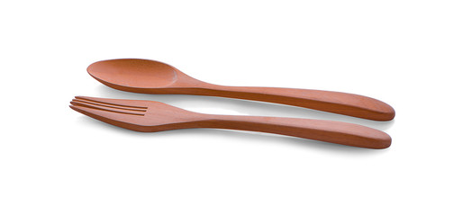 Spoon and practice wooden isolated on white background
