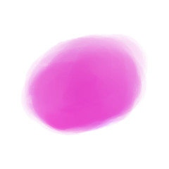 Hand drawn colorful digital spot on isolated white. Colored aquarelle blotch. Watercolour splotch. Paint and ink smudges. Bright blur stain. Trendy label brush stroke background