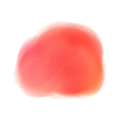 Hand drawn colorful digital spot on isolated white. Colored aquarelle blotch. Watercolour splotch. Paint and ink smudges. Bright blur stain. Trendy label brush stroke background