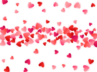 Red flying hearts bright love passion vector background.