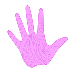 Colored hand on white. Abstract patterns on isolation background. Design for spiritual relaxation for adults. Zen art. Doodle for banner, poster, t-shirt or textile