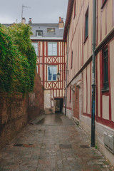 Fototapeta na wymiar Medieval streets and buildings in the city center of Rouen, France