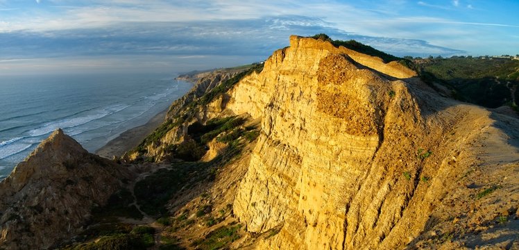 Coastal cliff at sunset , San Diego, California © Photo168