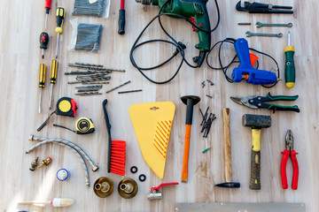 a set of construction tools or instruments