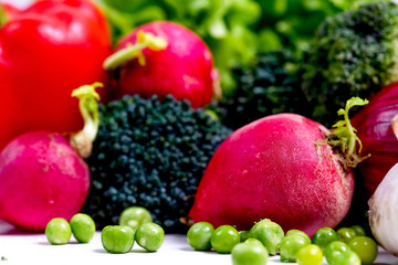 a fresh group of vegetables on white background