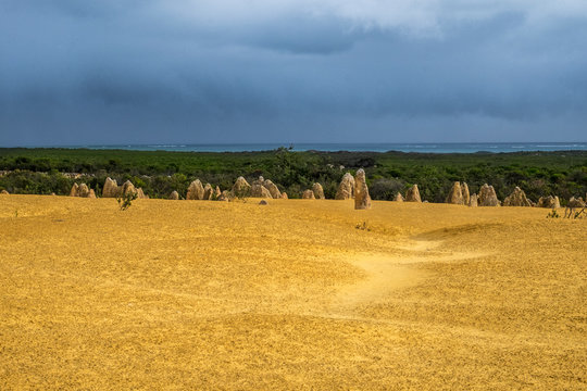 Yellow stones of Pinnacle Desert. Australia
