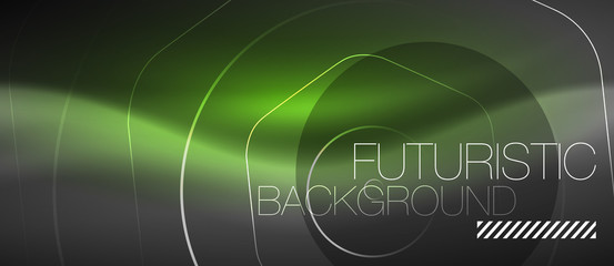 Black and glowing color lines neon design, magin techno template background