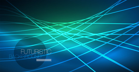 Neon glowing magic background, neon banner, night sky wallpaper. Magic light effect. Christmas abstract pattern.