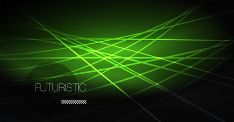 Digital technology abstract background - neon geometric design. Abstract glowing lines. Colorful techno background. Futuristic shape.