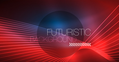 Neon glowing magic background, neon banner, night sky wallpaper. Magic light effect. Christmas abstract pattern.