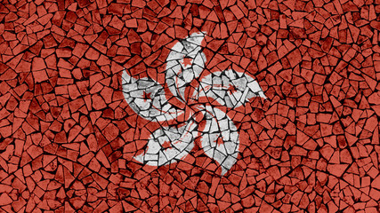 Mosaic Tiles Painting of Hong Kong Flag, Background Texture