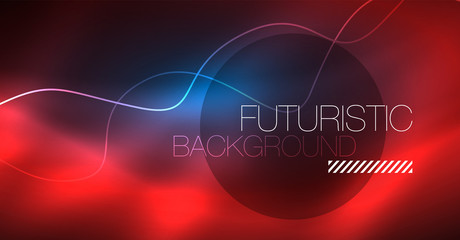 Glowing abstract wave on dark, shiny motion, Christmas and New Year magic space light. Techno abstract background