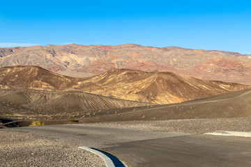 The road at the Ubehebe Crater in Death Valley National Park, California, USA