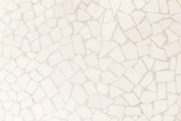 Broken tiles mosaic seamless pattern. Cream tile wall high resolution real photo or brick seamless and texture interior background. - obrazy, fototapety, plakaty