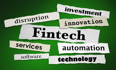 Fintech Financial Technology Services News Headlines 3d Illustration