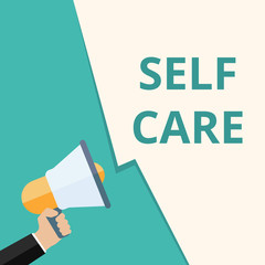Writing note showing Self Care.
