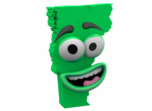 recommend clip art: Vermont State Map Eyes Mouth Funny Cartoon Face 3d Illustration