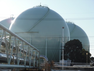 Three city gas tanks