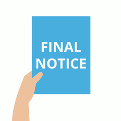 Writing note showing Final Notice.
