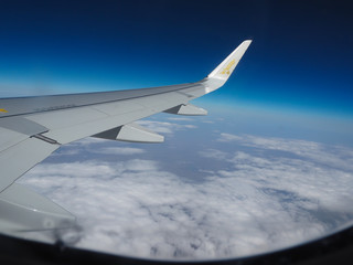 Outside view of the plane through Asia