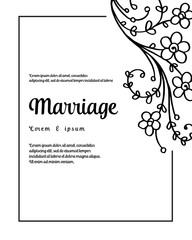 Obraz premium invitation with floral branches marriage text vector illustration