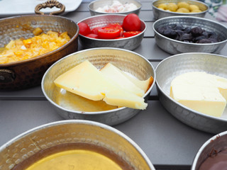Turkish breakfast With various dipping sauce