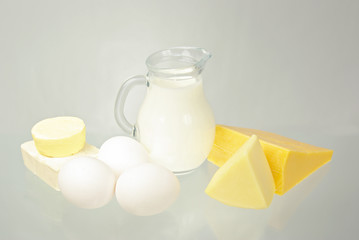 Milk in jar and milk products