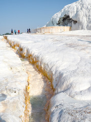 Public places pools and terraces in Pamukkale. Cotton castle in southwestern Turkey,