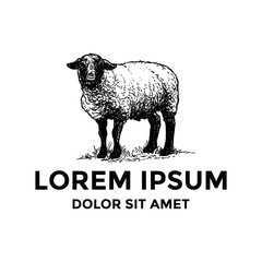 Naklejka premium Szablon Logo ręcznie rysowane owiec