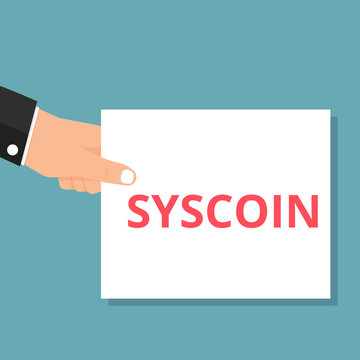 Writing note showing Syscoin.
