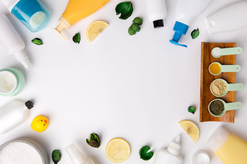 A lot of different cosmetic products for personal care