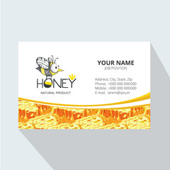 Bee vector logo. Honey natural product. logo business card design. Element for design business cards, invitations, gift cards, flyers and brochures