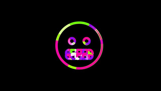 Circles gather in symbol grimace. After it crumbles in a line and moves to the camera. Alpha channel black