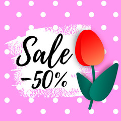 Sale design. Space for text. -50% off.