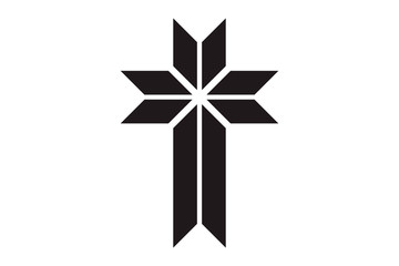 Cross of christian religion. Isolated orthodoxy and catholicism divine symbol in shape of cross, Jesus Christ and God, faith sign. Church and pray, religion and resurrection