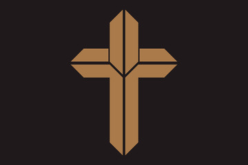 Cross of christian religion. Isolated orthodoxy and catholicism divine symbol in shape of cross, Jesus Christ and God, faith sign. Church and pray, religion and resurrection
