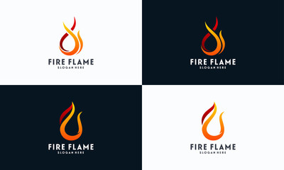 Set of Simple Fire Flame logo designs concept vector, Fire Icon logo template