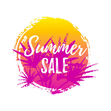 Hand drawn summer sale label. Design element for sale, fashion, banner, web, invitation, card. Space for text. Summer sale.