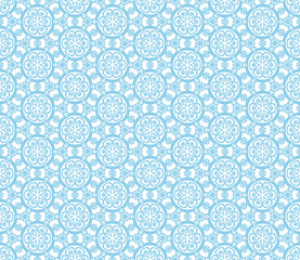 Abstract seamless kaleidoscope design blue color background. Creative raster illustration beautiful texture.