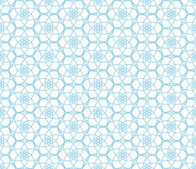 Abstract seamless kaleidoscope design blue color background. Creative raster illustration beautiful texture.