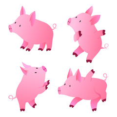 Set of cute pigs