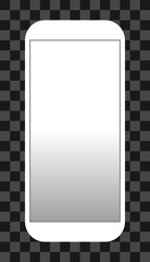 Smartphone icon - white with turned on white gradient screen, isolated - vector