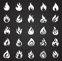 Flame icon set on black background for graphic and web design, Modern simple vector sign. Internet concept. Trendy symbol for website design web button or mobile app