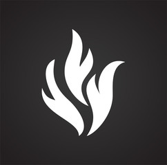 Flame icon on black background for graphic and web design, Modern simple vector sign. Internet concept. Trendy symbol for website design web button or mobile app